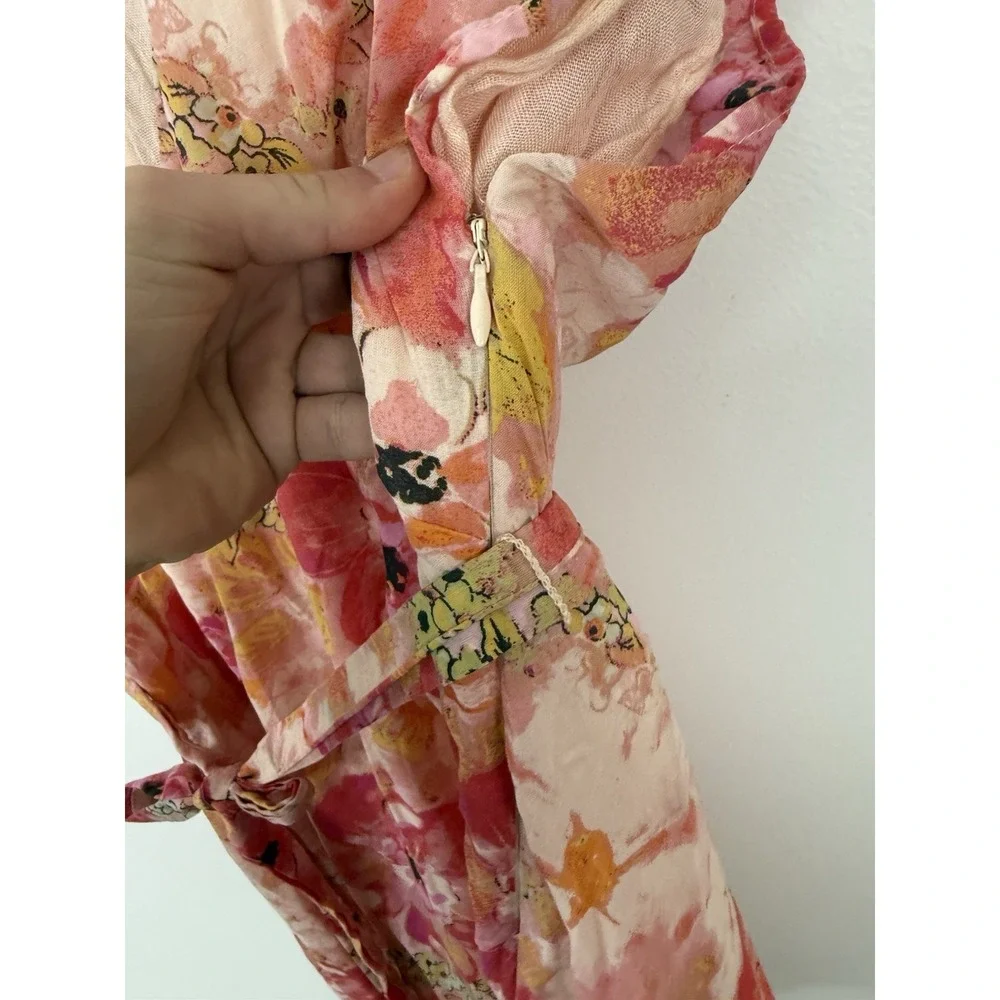 Free People Freedy Tie Mini Dress Fruit Punch Floral Print Size XS Party Wedding